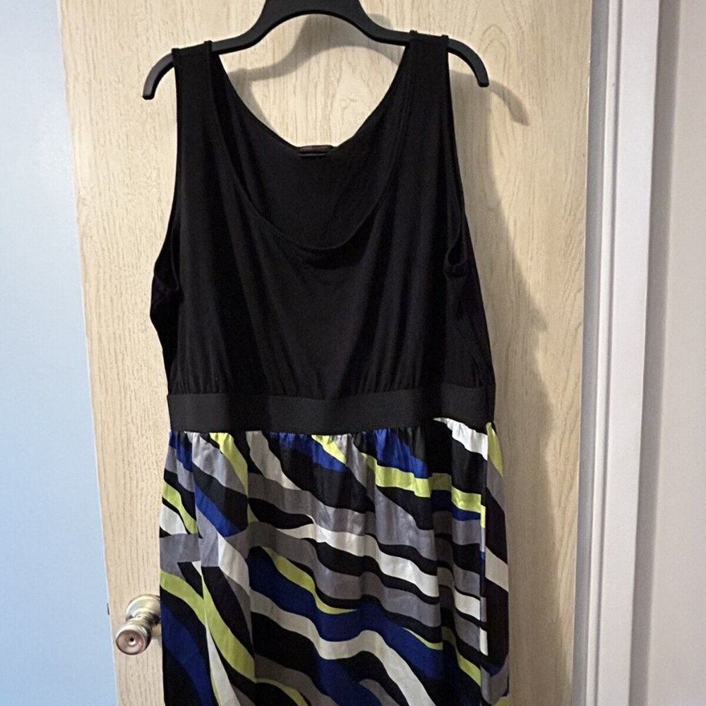 TORRID Women's Black Tank Top Dress Multi Colored Satin Print Summer Dress, Sz 4
